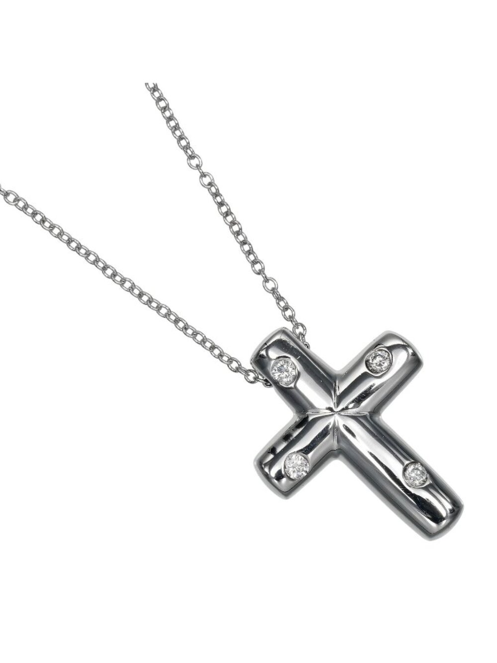 Tiffany & Co Dots Cross Platinum Diamond Necklace